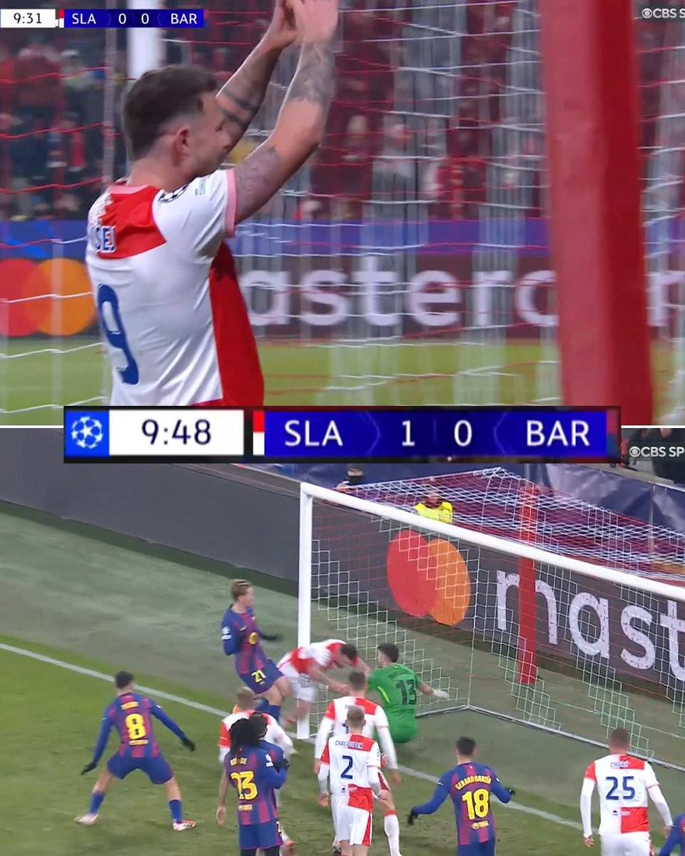 米乐M6-攻破巴萨大门，布拉格斯拉维亚结束欧冠连续5场进球荒